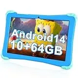 EagleSoar Kinder Tablet 10 Zoll, Tablet Android 14 mit Octa-Core-Prozessor, Tablet für Kinder im Alter von 3-12 Jahren, 10GB RAM + 64GB ROM, mit Lernsoftware für Kinder und Kindersicherung (Blau)