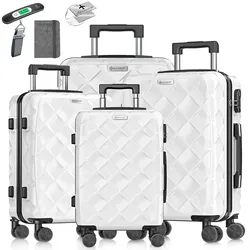 KESSER® Reisekoffer Set 4-teilig   Kofferset ABS Hartschalenkoffer mit Zahlenschloss, Kofferwaage & Reisebrieftasche 360° Rollen   Handgepäck & große Koffer für Business & Reise Trolley