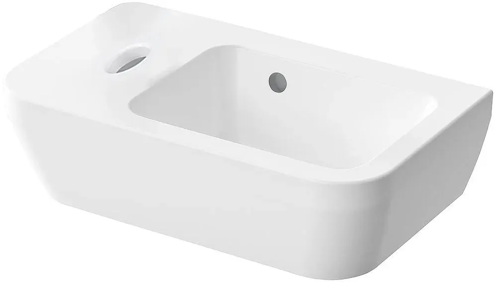 Handwaschbecken VitrA Integra mit Hahnloch 370 x 220 mm HL links m. Überlauf Weiß