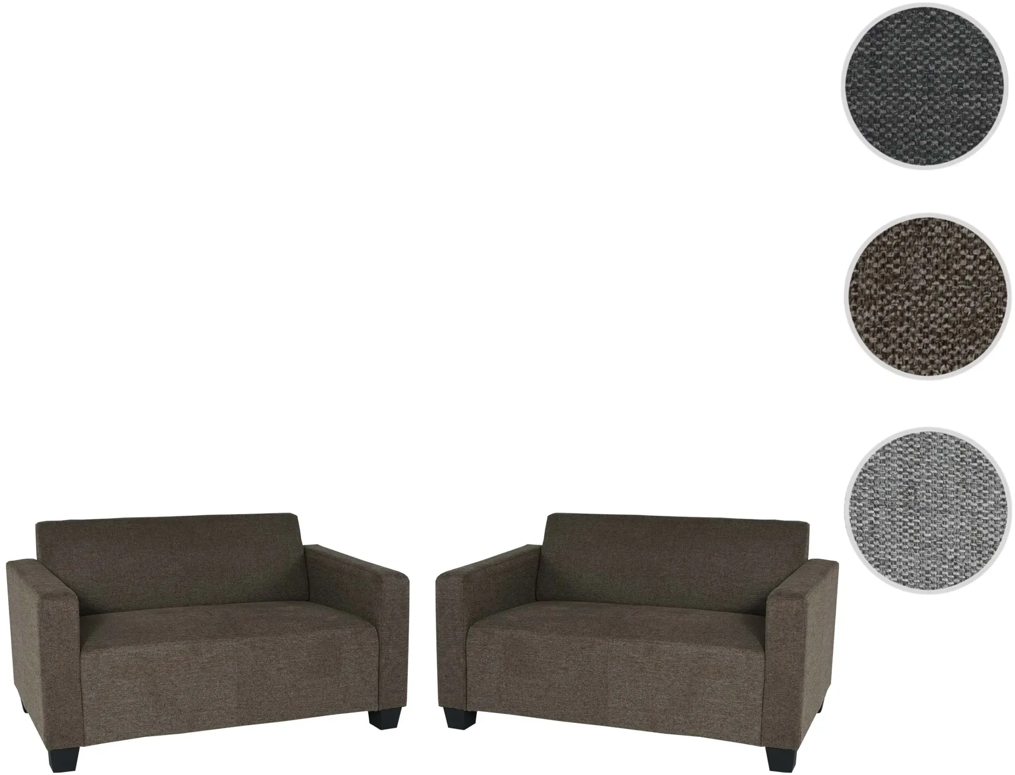 Sofa-Garnitur Couch-Garnitur 2x 2er Sofa Lyon Stoff/Textil ~ braun