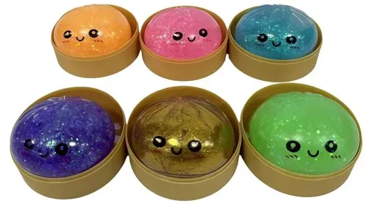 Kawaii Glitter Slime Dumplings 1psc 6cm. Asst. In Steam basket