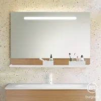 Burgbad Fiumo Leuchtspiegel mit horizontaler LED-Beleuchtung, mit Metallreling, 1200x700mm,