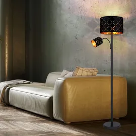 GLOBO Stehleuchte mit Leselampe Stehlampe Wohnzimmer Stehleuchte Leseleuchte schwarz gold, App Steuerung dimmbar, 1x 8,5w 1x 4,8w, Dxh 35 x 162 cm