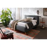 Meise Möbel meise.möbel Polsterbett Mattis 140 x 200 cm Stoff Grau Anthrazit