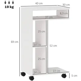 Homcom Beistelltisch Weiß Holzwerkstoff, 30x69x40 cm,