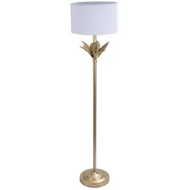 Relaxdays Stehlampe Eisen Weiß Gold mit Palmenblättern 152,5 cm x 33 cm 4,3 kg