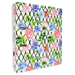 ADINA Motivordner 8cm Aquarell-Rosen auf Gitter