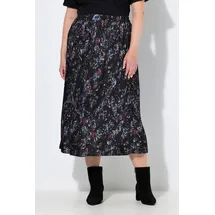 Ulla Popken Plisseerock A-Linie Schmetterlinge Schwarz 54/56