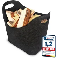 ORA-TEC Kaminholzkorb Filz 45 x 24 x 40 cm Schwarz