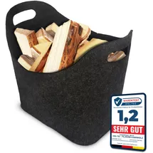 ORA-TEC Kaminholzkorb Filz 45 x 24 x 40 cm Schwarz