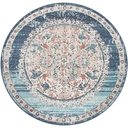Teppich PACO HOME "Torres 271", blau, H:8mm Ø:160cm, Polypropylen, Teppiche, Kurzflor, Orient-Optik, Vintage Design, In- und Outdoor geeignet