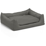 Juelle Hundebett aus Kunstleder Hundebett Kuschelbett Sofy Rex S-XXL (80x65cm, Dark Popiel)