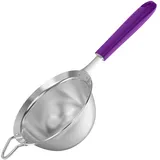 U-Taste Feinmaschiges Sieb: Küchensieb aus 18/8-Edelstahl, mittelgroßes Metallsieb mit genietet stabilem Silikongriff zum Sieben von Mehl, Abtropfen von Tee, Reis, Quinoa (Lila, 12 cm)