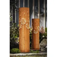 Dekoleidenschaft 2x Solar LED Dekosäule "Pusteblume" aus Metall mit