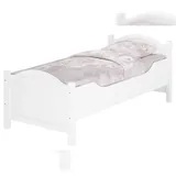 Erst-Holz Weißes Seniorenbett Massivholzbett 90x200 extra hoch mit Rollrost Matratze 60.40-09WFLM