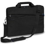 Pedea - Laptoptasche *Fashion* Notebook-Tasche bis 17,3 Zoll - Laptop Umhängetasche mit Schultergurt - Laptophülle schwarz/blau - Notebooktasche für Damen & Herren