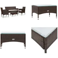 vidaXL 4 tlg. Garten Lounge Set mit Auflagen Poly Rattan Braun - Gartensofa - Gartensofas - Gartencouch - Gartencouches - Braun