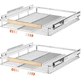 SANNO Ausziehbarer Schubladen-Organizer und Aufbewahrung, Schrank, Töpfe, Pfannen, Organizer, Schieberegal unter dem Waschbecken, Speisekammer, Schrank (2 Stück)