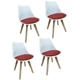 Esszimmerstuhl 4er Set Atlanta Weiß/Rot Kunststoffschale mit Sitzfläche aus