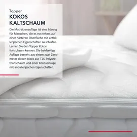 Fdm Matratzentopper KOKOS-KALTSCHAUM Matratze Topper 90x200 cm Kaltschaum Kokos Härtegrad H4 Höhe 4 cm Allergiker Geeignet Öko-Tex Weiß