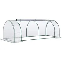 OKWISH Foliengewächshaus Tomatenhaus 250x100x80 cm Transparent mit Tür aufrollbar, pulverbeschichteter Stahlrahmen, gute Lichtdurchlässigkeit