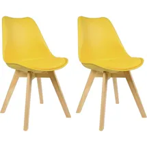 Woltu 2 x Esszimmerstühle 2er Set Esszimmerstuhl Design Stuhl Küchenstuhl Holz, Gelb