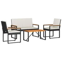 vidaXL Gartenmöbel Set 4-tlg. Schwarz/Cremeweiß