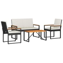 vidaXL Gartenmöbel Set 4-tlg. Schwarz/Cremeweiß