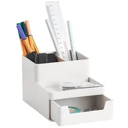 Zeller Schreibtisch-Organizer Utensilien grau Kunststoff 4 Fächer 15,3 x 11,2 x 9,3 cm