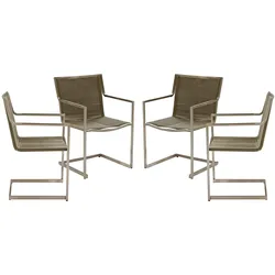 4er Set Freischwinger Gartenstuhl Schwingstuhl Esszimmer Garten Stuhl Taupe