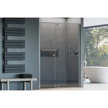 Bernstein Nischendusche mit Drehtür an Festfeld NT606 - FLEX - Nano Klarglas - 6 mm - Breite & Profilfarbe wählbar, Breite:1000 mm, Profilfarbe:Chrom - Silber