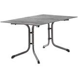 XXXLutz Sieger Gartenklapptisch, Grau, Silber, Metall, Kunststoff, rechteckig, Flachrohr, C-Form, 90x73x140 cm, klappbar, wetterbeständig, Freizeit, Campingzubehör, Campingtische