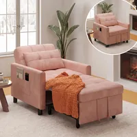 Xbro Schlafsessel mit Bettfunktion, Schlafsofa 3-in-1-Convertible-Stuhl-Bett, Verstellbares Schlafsofa mit Kissen und Tasche, Sessel mit schlaffunktio für kleine Wohnung (Rosa)