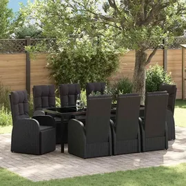 vidaXL Gartenmöbel-Set 9-tlg. Schwarz