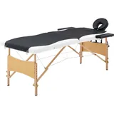 vidaXL Holz Massagetisch Klappbar 2 Zonen mit Tragetasche Therapie Massageliege Massagebank Kosmetikliege Therapieliege Massage Liege Schwarz Weiß