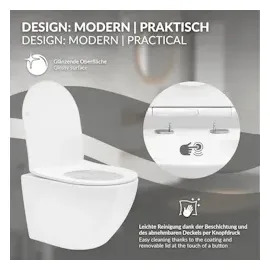 luxebath Spülrandloses Wand Hänge WC Toilette kurze Ausladung Tiefspüler Softclose