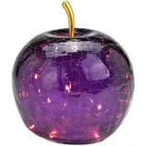 Wurm G. Wurm Dekoleuchte Apfel (S) Glas, Dunkellila, Apfel Lampe mit LED Lichterkette, Dekolampe, Tischleuchte, Apfellampe