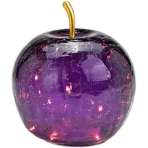 Wurm G. Wurm Dekoleuchte Apfel (S) Glas, Dunkellila, Apfel Lampe mit LED Lichterkette, Dekolampe, Tischleuchte, Apfellampe