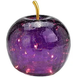 Wurm G. Wurm Dekoleuchte Apfel (S) Glas, Dunkellila, Apfel Lampe mit LED Lichterkette, Dekolampe, Tischleuchte, Apfellampe