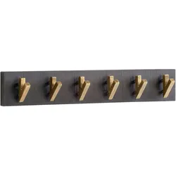 KADIMA DESIGN Wandgarderobe Mango Massivholz / Metall 60 x 10 x 8 cm Schwarz Gold, Hakenleiste für Jacken, Schals und Mützen, Flurgarderobe Wand, Garderobe