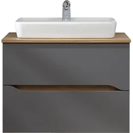 Saphir Waschtisch »Quickset Keramik-Aufsatzbecken mit Unterschrank, 73 cm breit« Waschplatz, Unterschrank mit Waschbecken, 2 Schubladen, grifflos grau