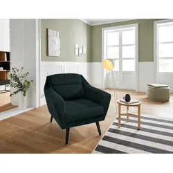 Sessel ANDAS "Bille", grün, B:87cm H:86cm T:90cm, Samtoptik (100% Polyester), Struktur (100% Polyester), Struktur fein (100% Polyester), Luxus-Microfaser weich (100% Polyester), Sessel, Einzelsessel Lounge-Sessel, mit Naht im Rückenkissen und Eiche-Beinen, Design by Morten Georgsen