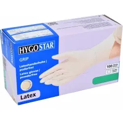 HYGOSTAR® Latexhandschuhe Grip, puderfrei, weiß 2677 , 1 Packung = 100 Stück, Größe XS