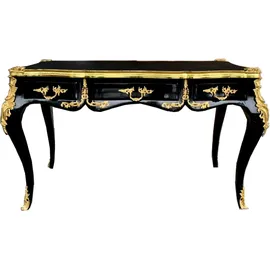 Casa Padrino Luxus Barock Schreibtisch Schwarz / Gold - Sekretär Luxus Möbel
