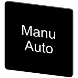 Siemens 3SU19000AE160GT0 Bezeichnungsschild 27x27mm, Schild schwarz, Beschriftung: Manu Auto - 10 Stück