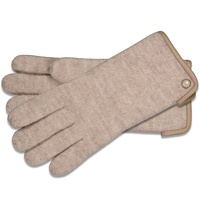 Roeckl Handschuhe Damen Wolle Leder-Paspel Natur