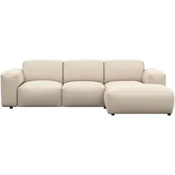 Ecksofa FLEXLUX "Lucera Chaislongue rechts oder links, L-Form, bequem", weiß (warm weiß), B:251cm H:73cm T:171cm, 100% Echteder, Sofas, modern & anschmiegsam, Kaltschaum, Stahl-Wellenunterfederung