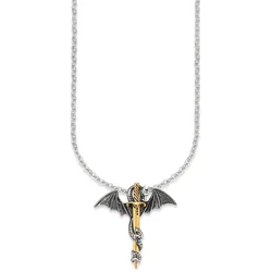 Bruno Banani Kette mit Anhänger »Schmuck Geschenk Halskette Drache Schwert Kreuz Ankerette« Bruno Banani edelstahlfarben-gelbgoldfarben-schwarz