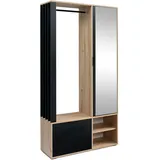 ax living Garderobenschrank Milanoir 100 x 189,4 x 33 cm Artisan Eiche/Schwarz