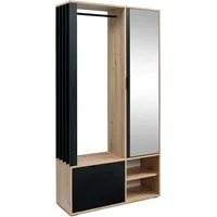 ax living Garderobenschrank Milanoir 100 x 189,4 x 33 cm Artisan Eiche/Schwarz